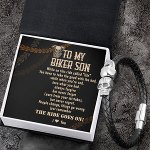 Skull Cuff Bracelet - Biker - To My Biker Son - The Rides Go On - Gbbh16014