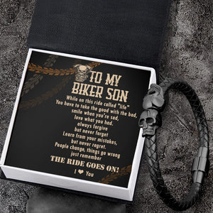 Skull Cuff Bracelet - Biker - To My Biker Son - The Rides Go On - Gbbh16014