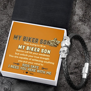 Skull Cuff Bracelet - Biker - To My Biker Son - You Are Capable Of Achieving Anything  - Gbbh16016