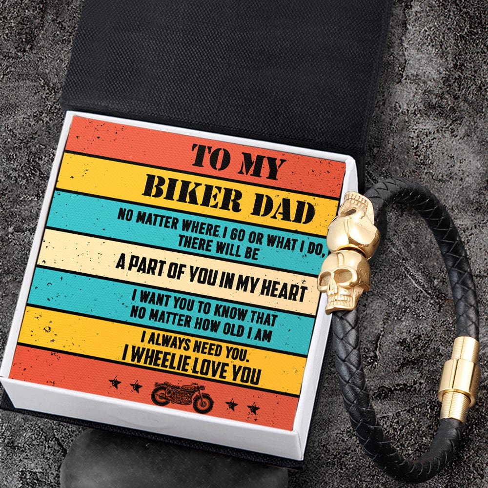 Skull Cuff Bracelet - Biker - To My Dad - I Wheelie Love You - Gbbh18001
