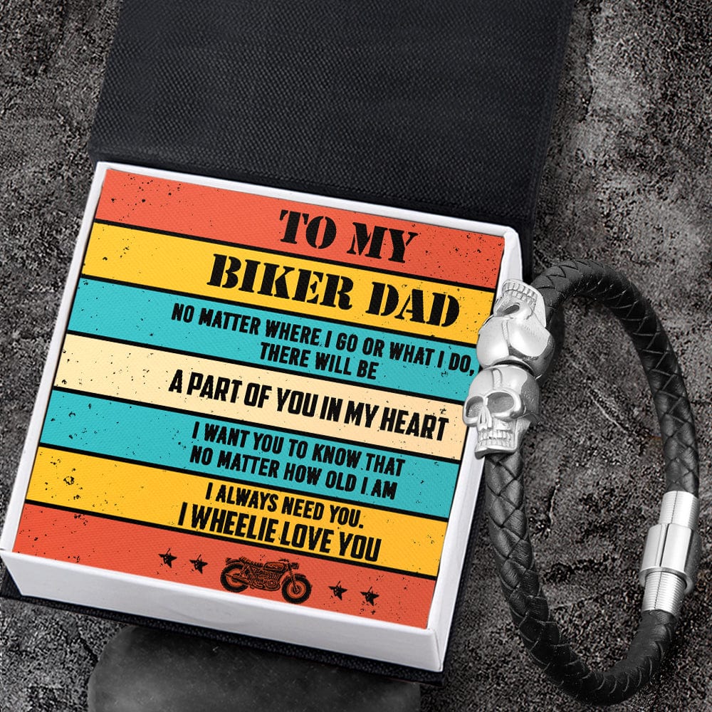 Skull Cuff Bracelet - Biker - To My Dad - I Wheelie Love You - Gbbh18001