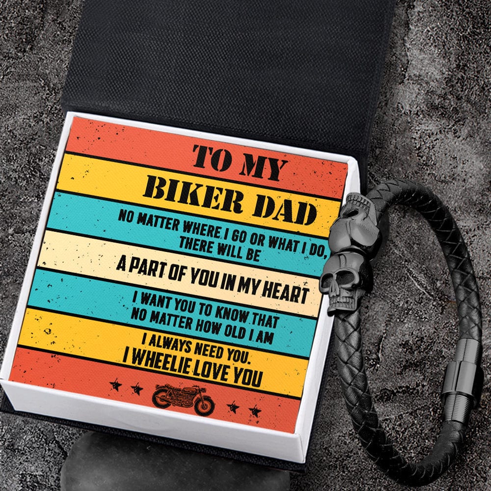 Skull Cuff Bracelet - Biker - To My Dad - I Wheelie Love You - Gbbh18001