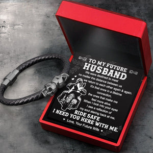 Skull Cuff Bracelet - Biker - To My Future Husband - I Need You Here With Me - Gbbh24001
