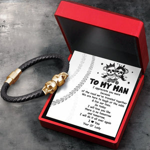 Skull Cuff Bracelet - Biker - To My Man - I Will Love You Like There Is No Tomorrow And Tomorrow - Gbbh26027