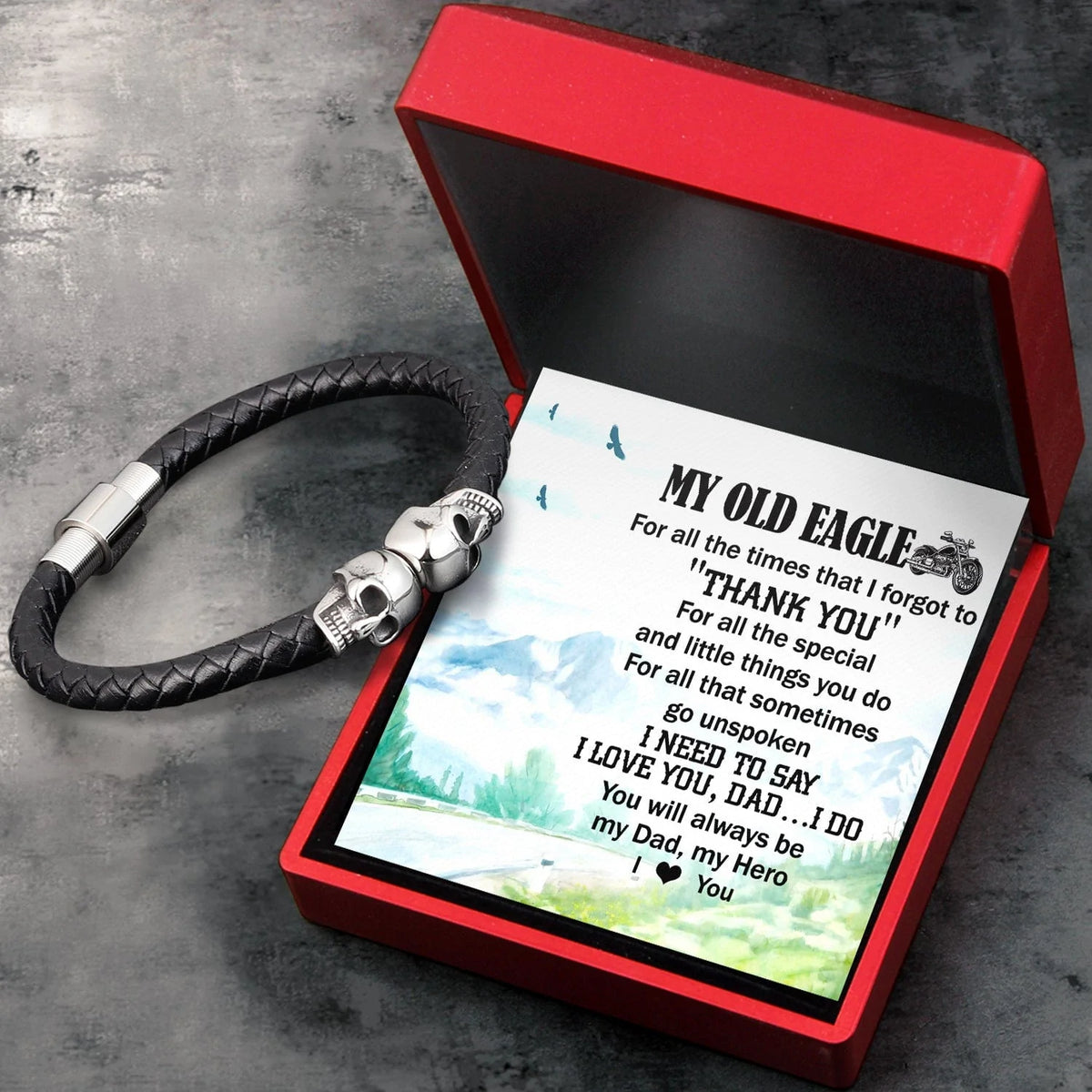 Skull Cuff Bracelet - Biker - To My Old Eagle - You Will Always Be My Dad - Gbbh18017