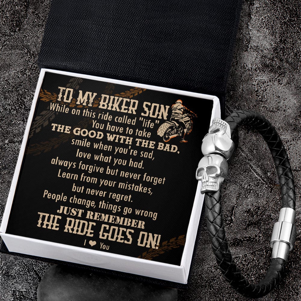 Skull Cuff Bracelet - Biker - To My Son - I Love You - Gbbh16009