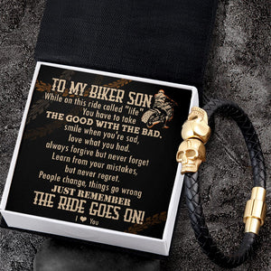 Skull Cuff Bracelet - Biker - To My Son - I Love You - Gbbh16009