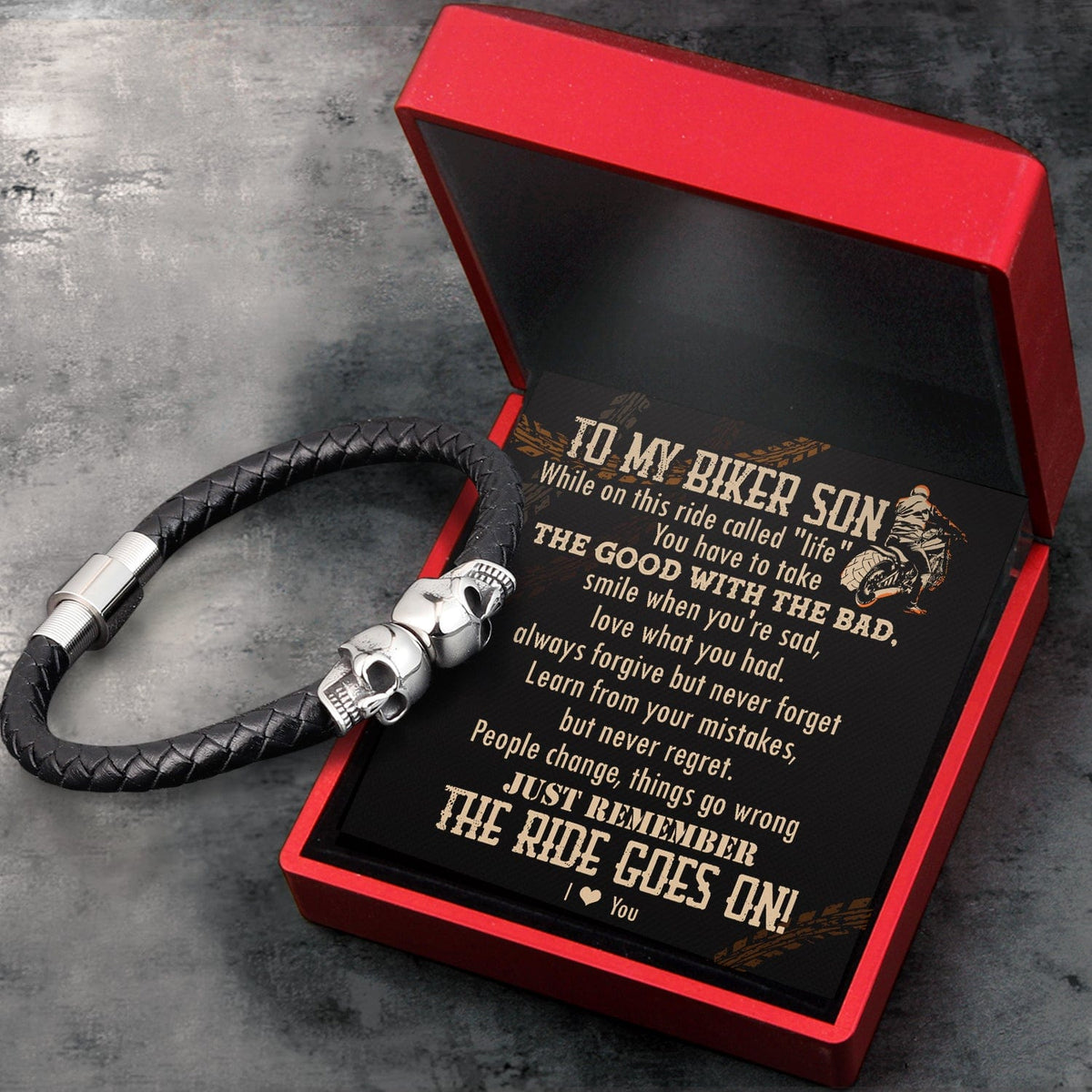 Skull Cuff Bracelet - Biker - To My Son - I Love You - Gbbh16009