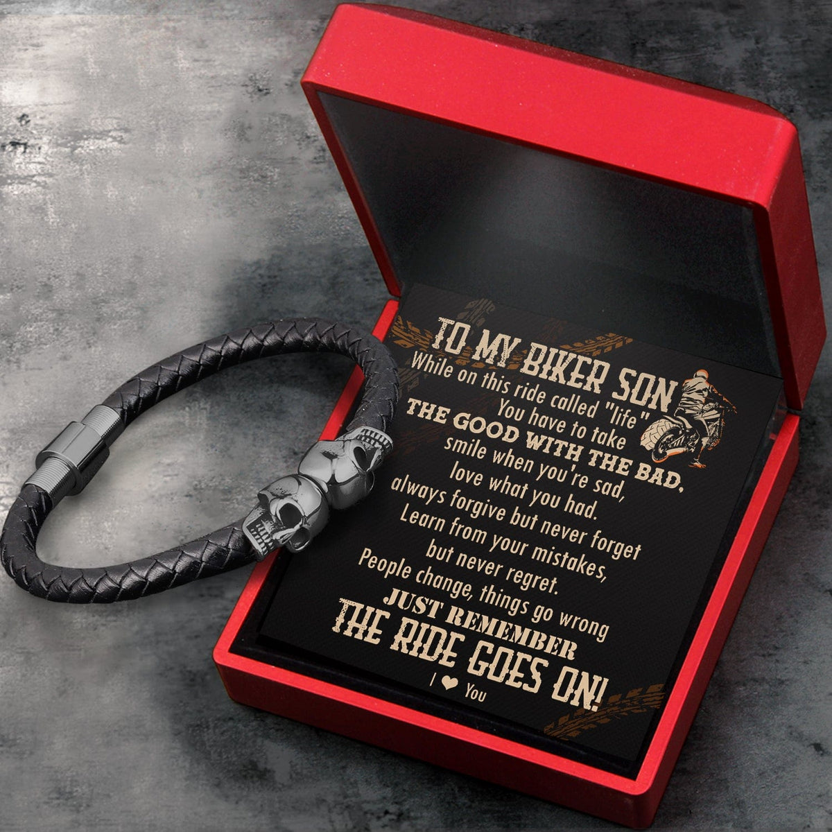 Skull Cuff Bracelet - Biker - To My Son - I Love You - Gbbh16009