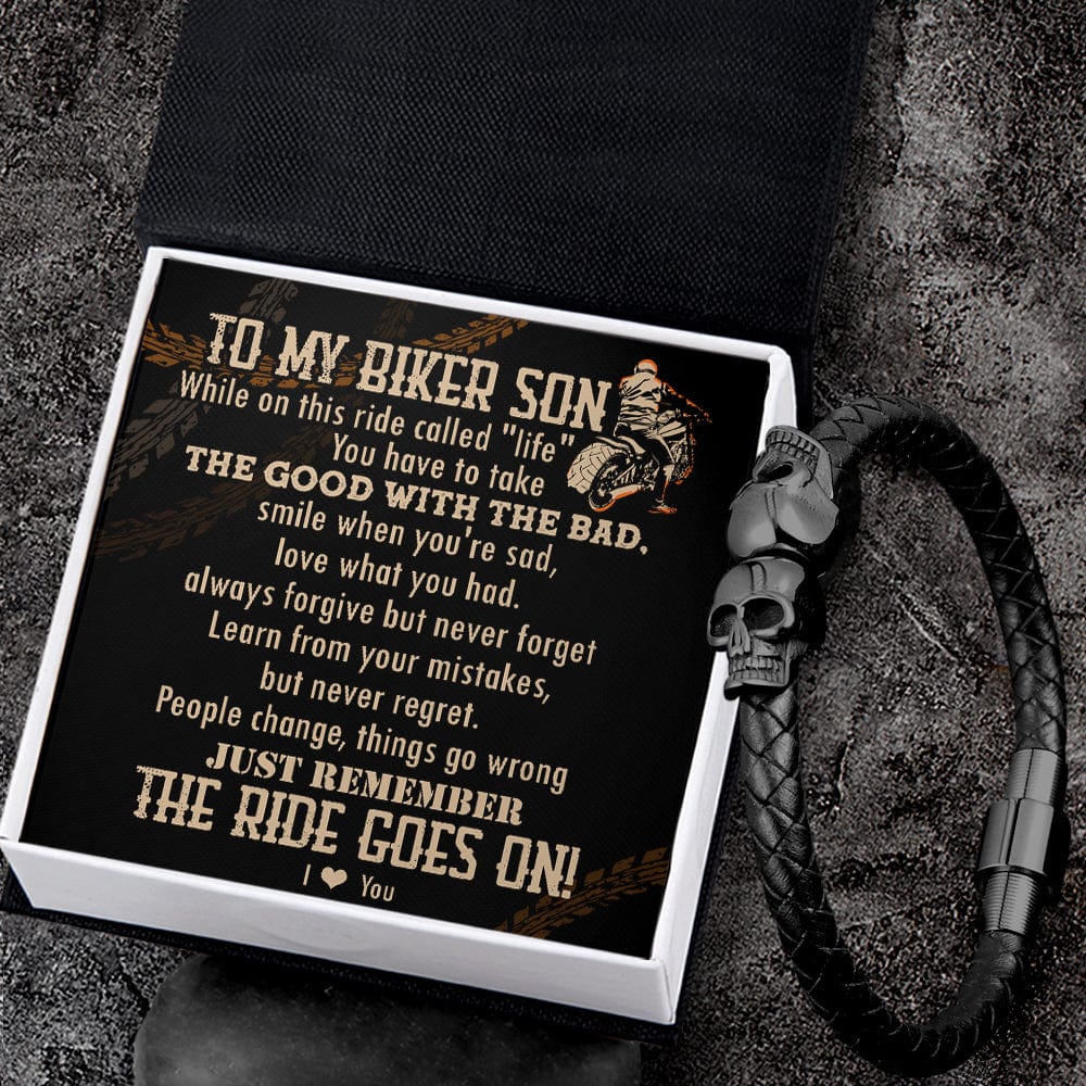 Skull Cuff Bracelet - Biker - To My Son - I Love You - Gbbh16009