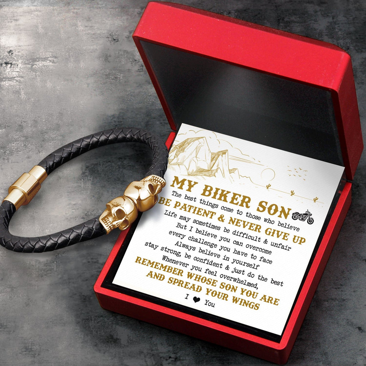 Skull Cuff Bracelet - Biker - To My Son - I Love You - Gbbh16010