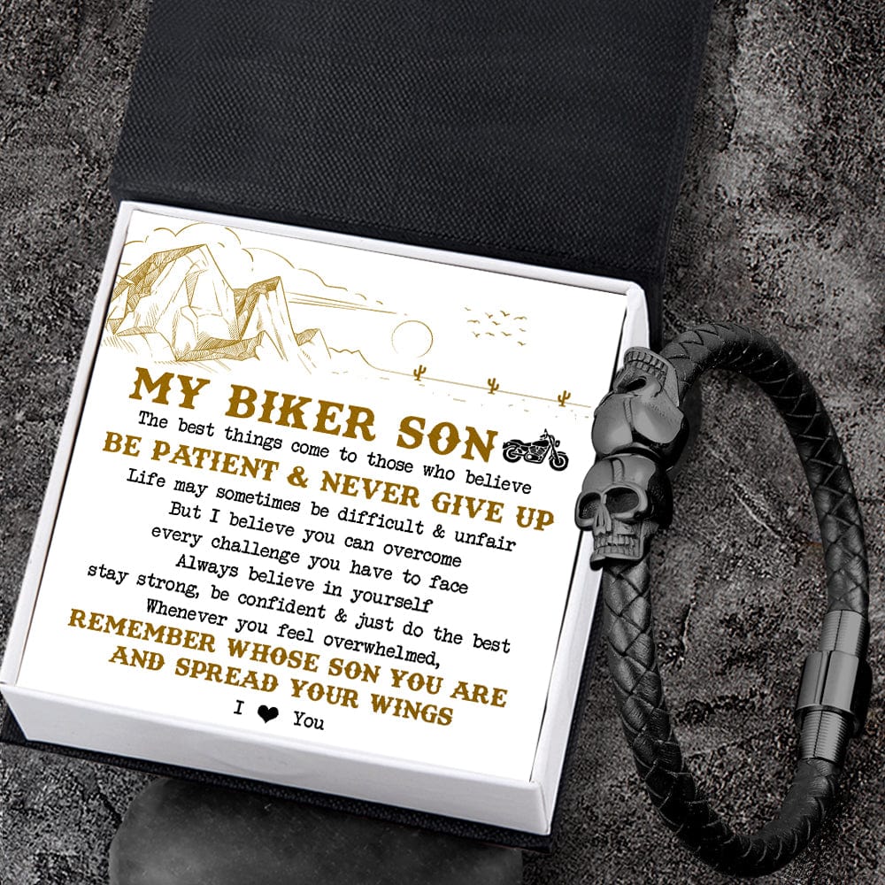 Skull Cuff Bracelet - Biker - To My Son - I Love You - Gbbh16010