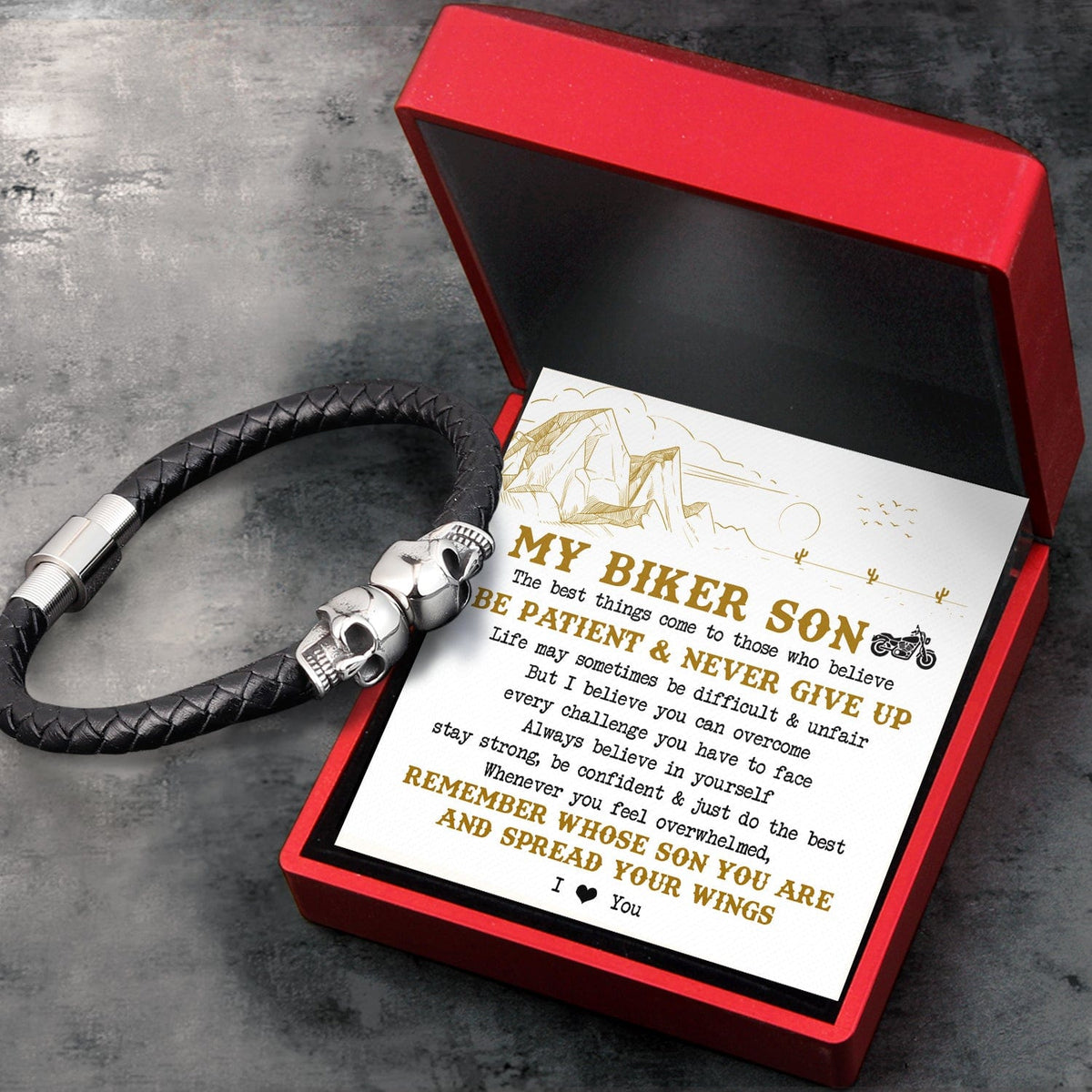 Skull Cuff Bracelet - Biker - To My Son - I Love You - Gbbh16010