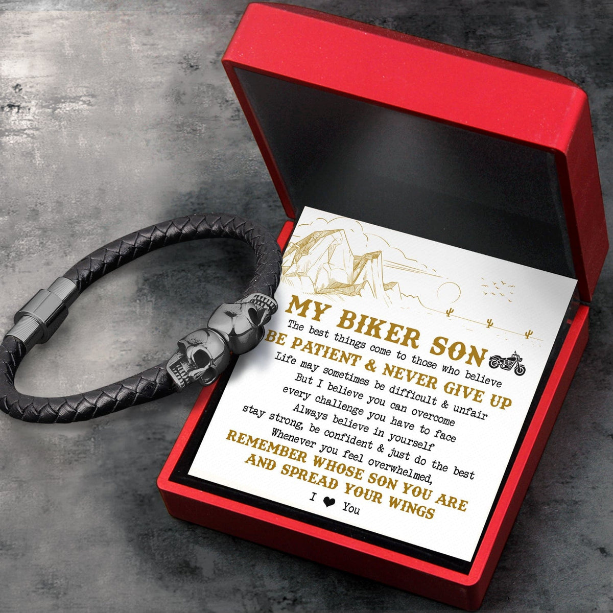 Skull Cuff Bracelet - Biker - To My Son - I Love You - Gbbh16010