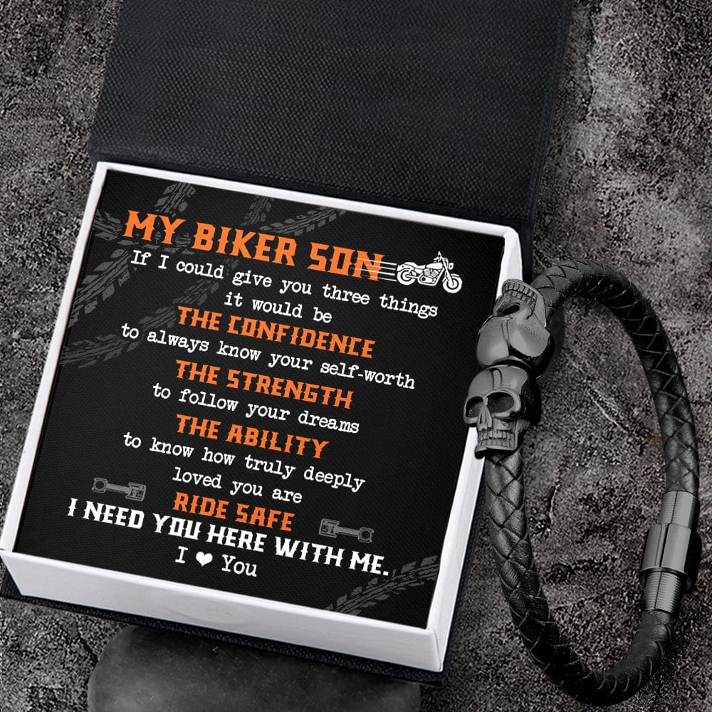 Skull Cuff Bracelet - Biker - To My Son - I Love You - Gbbh16011