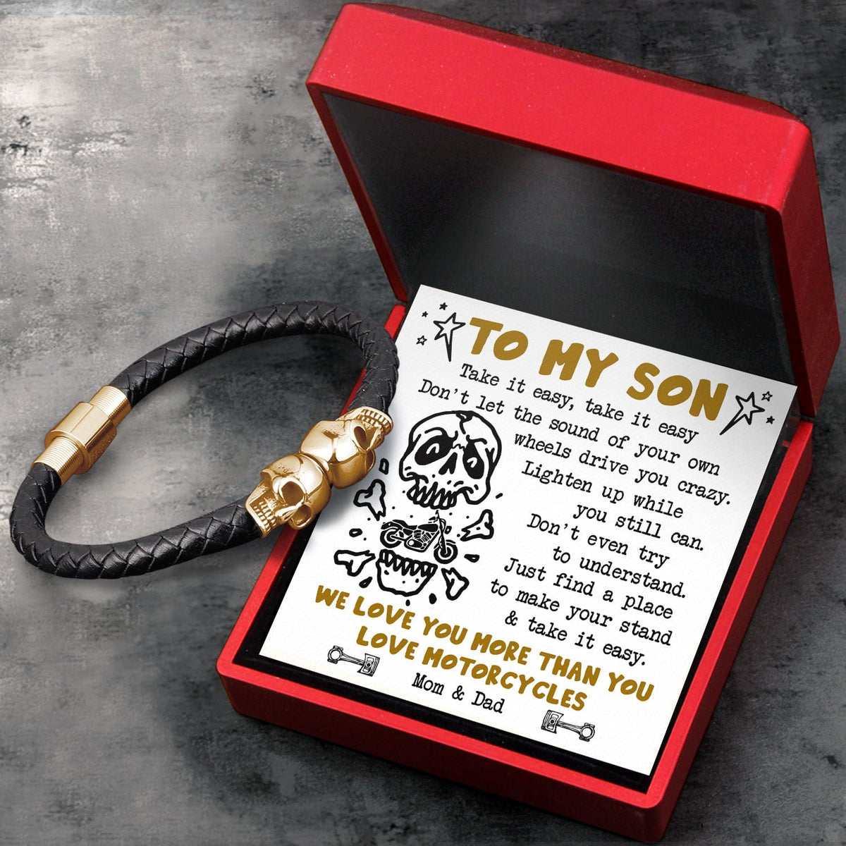 Skull Cuff Bracelet - Biker - To My Son - Take It Easy - Gbbh16012