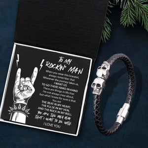 Skull Cuff Bracelet - Guitar - To My Rockin' Man - You Are The Beat In My Heart - Gbbh26005