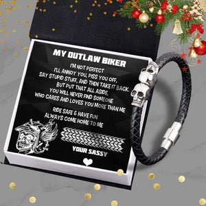 Skull Cuff Bracelet - Skull Biker - To My Man - Always Come Home To Me - Gbbh26004