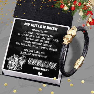 Skull Cuff Bracelet - Skull Biker - To My Man - Always Come Home To Me - Gbbh26004