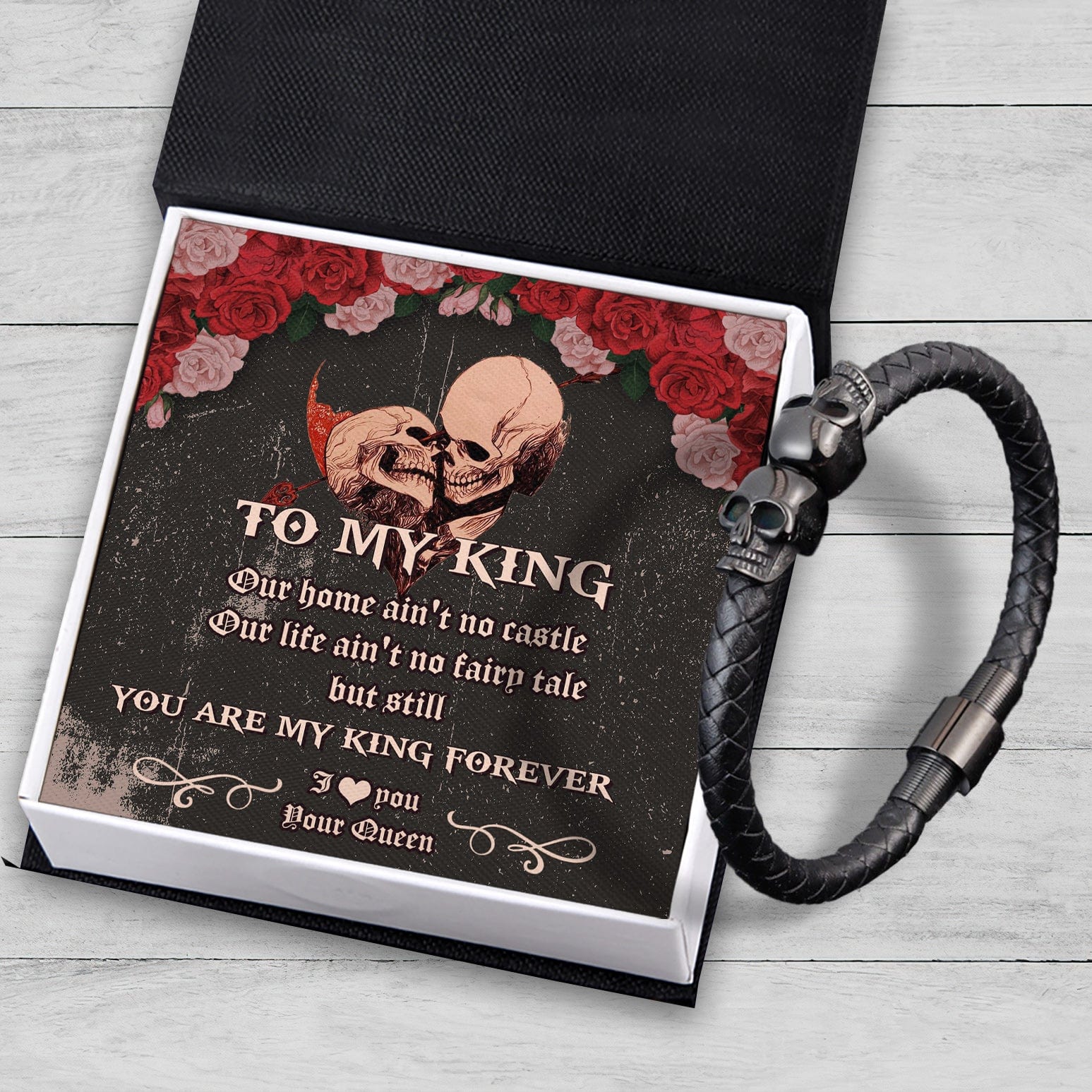 Skull Cuff Bracelet - Skull Cuff - To My Man - You Are My King Forever - Gbbh26008