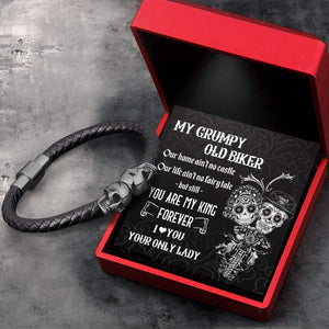 Skull Cuff Bracelet - Skull & Tattoo - To My Grumpy Old Biker - You Are My King Forever - Gbbh26001