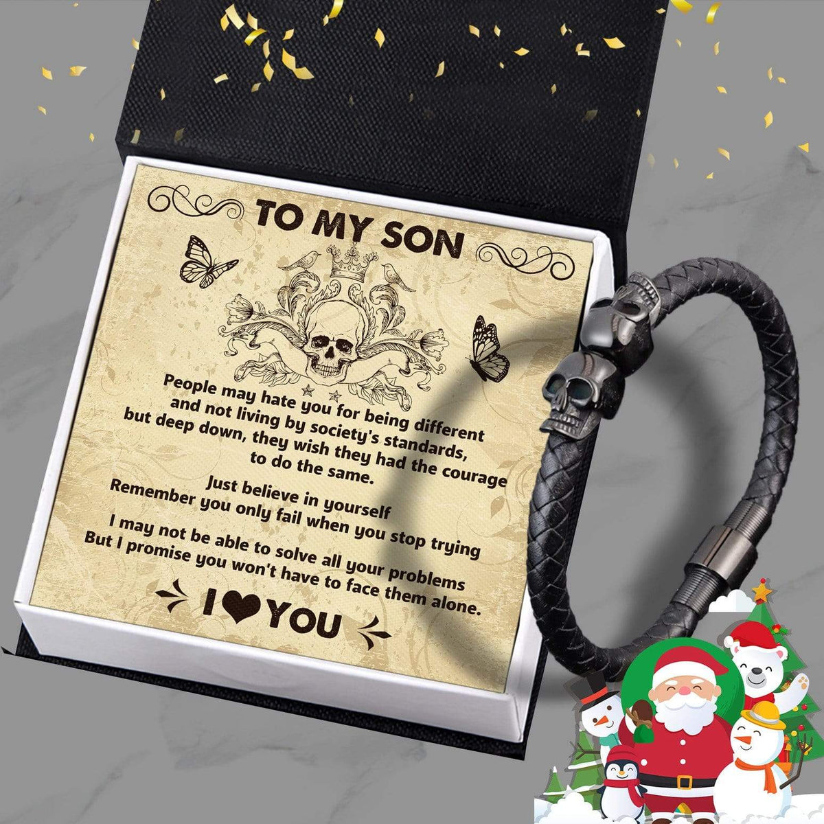 Skull Cuff Bracelet - Skull & Tattoo - To My Son - Just Believe In Yourself - Gbbh16001