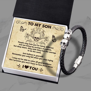 Skull Cuff Bracelet - Skull & Tattoo - To My Son - Just Believe In Yourself - Gbbh16001