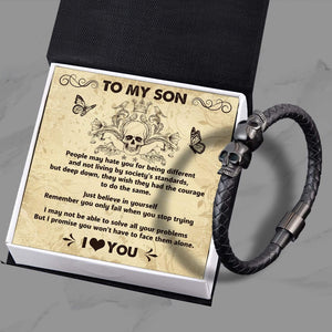 Skull Cuff Bracelet - Skull & Tattoo - To My Son - Just Believe In Yourself - Gbbh16001