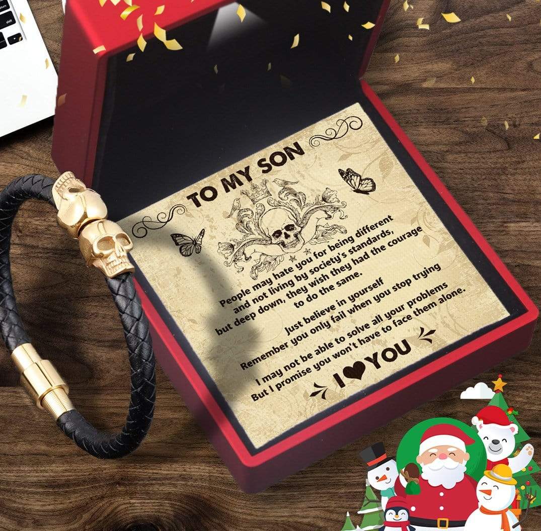 Skull Cuff Bracelet - Skull & Tattoo - To My Son - Just Believe In Yourself - Gbbh16001