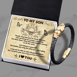 Skull Cuff Bracelet - Skull & Tattoo - To My Son - Just Believe In Yourself - Gbbh16001