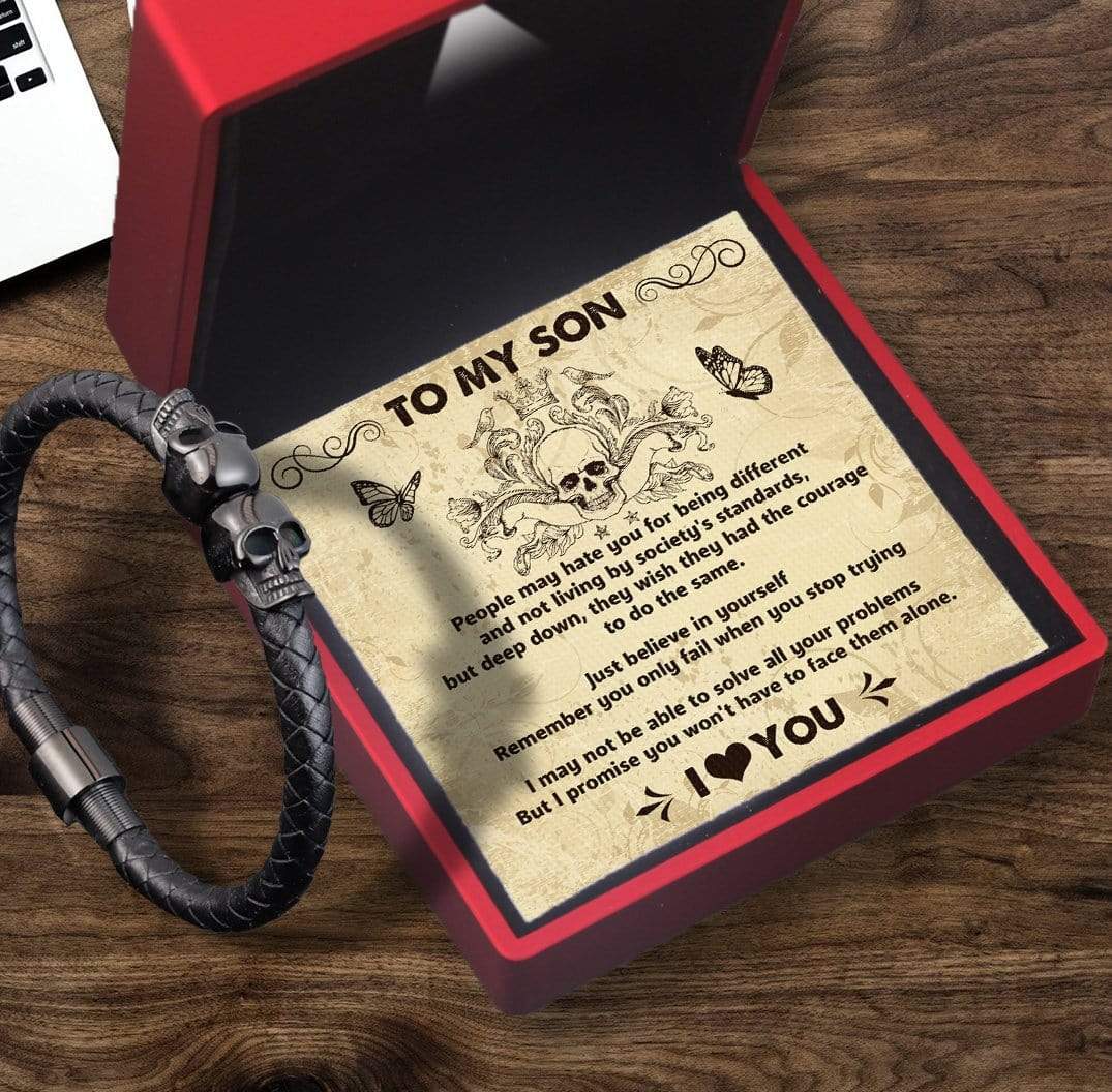 Skull Cuff Bracelet - Skull & Tattoo - To My Son - Just Believe In Yourself - Gbbh16001