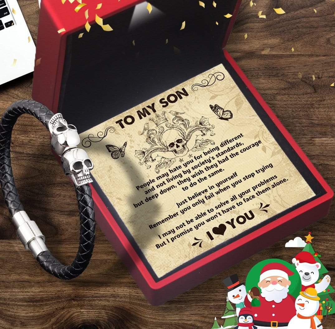 Skull Cuff Bracelet - Skull & Tattoo - To My Son - Just Believe In Yourself - Gbbh16001