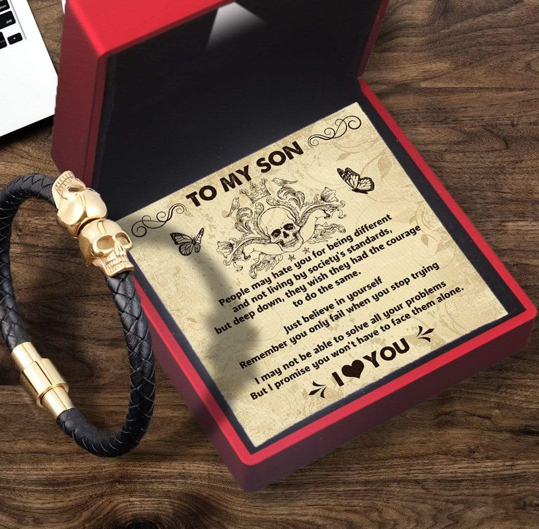 Skull Cuff Bracelet - Skull & Tattoo - To My Son - Just Believe In Yourself - Gbbh16001