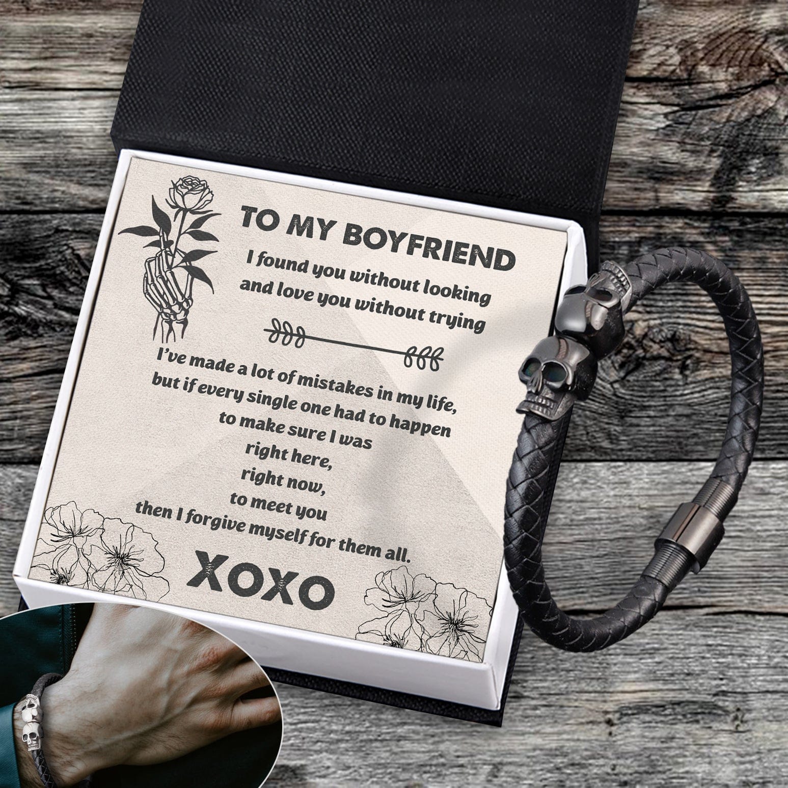 Skull Cuff Bracelet - Skull - To My Boyfriend - I Found You Without Looking And Love You Without Trying - Gbbh12001