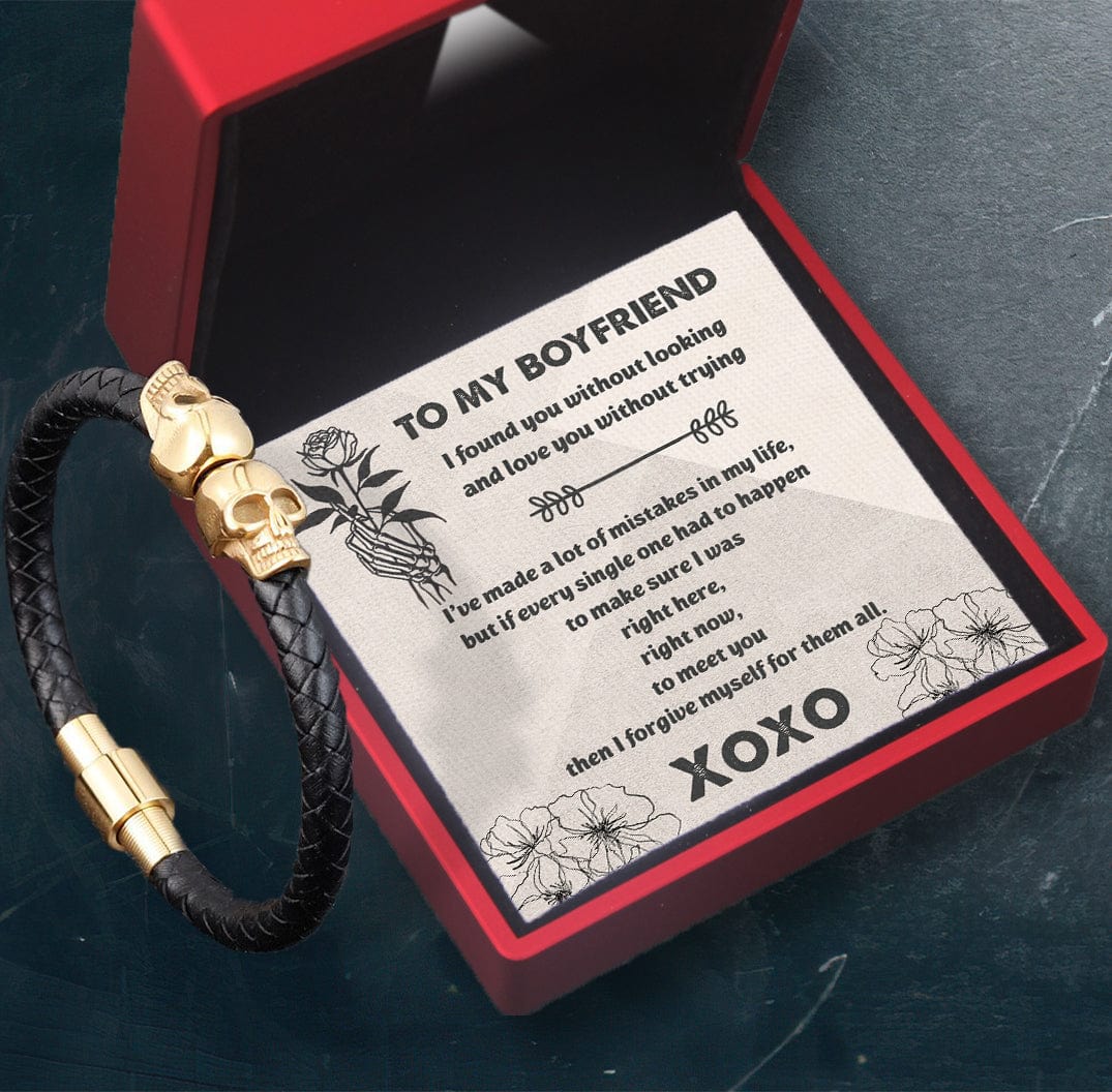 Skull Cuff Bracelet - Skull - To My Boyfriend - I Found You Without Looking And Love You Without Trying - Gbbh12001