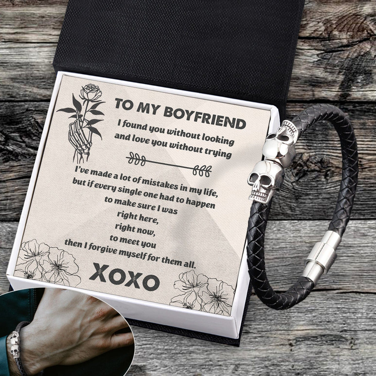 Skull Cuff Bracelet - Skull - To My Boyfriend - I Found You Without Looking And Love You Without Trying - Gbbh12001