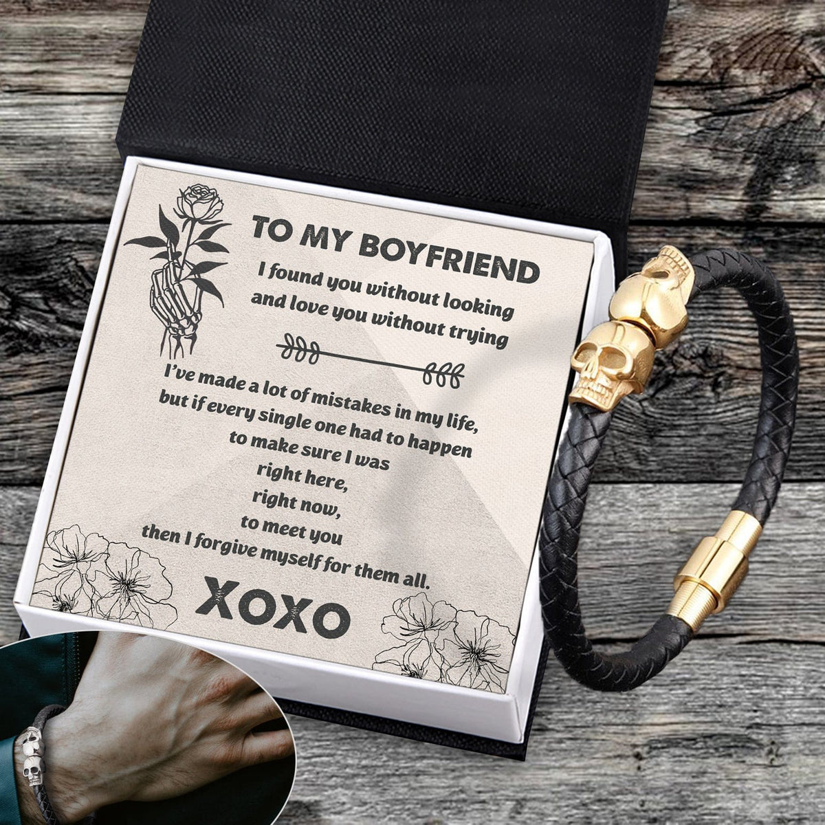 Skull Cuff Bracelet - Skull - To My Boyfriend - I Found You Without Looking And Love You Without Trying - Gbbh12001