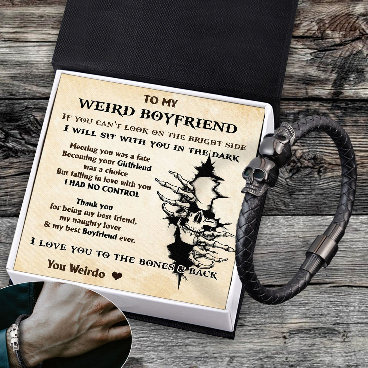 Skull Cuff Bracelet - Skull - To My Boyfriend - I Love You To The Bones & Back - Gbbh12002