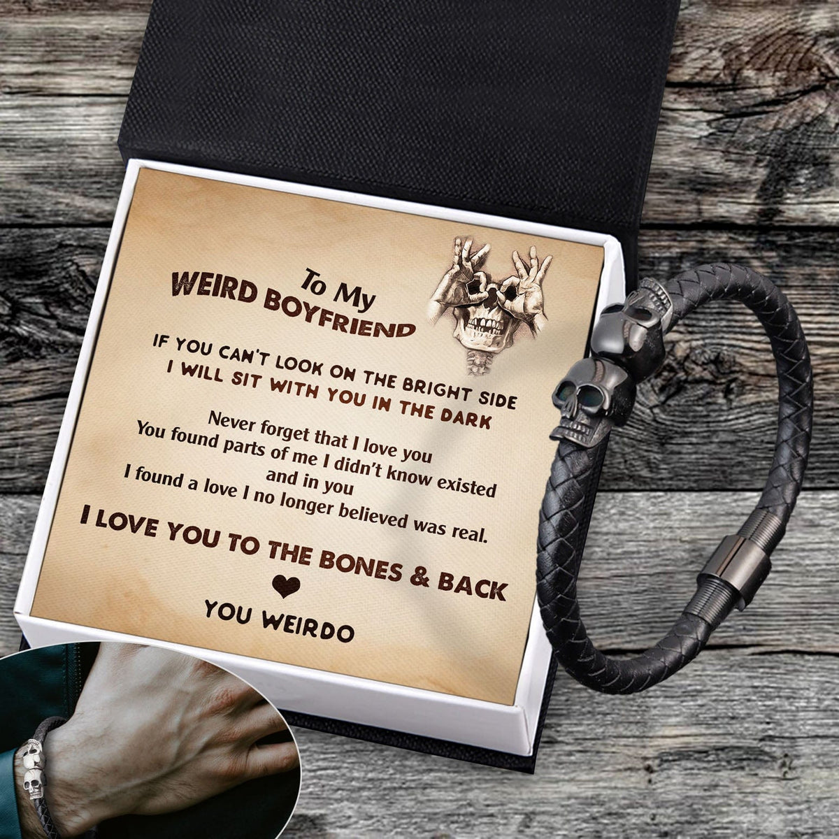 Skull Cuff Bracelet - Skull - To My Boyfriend - I Love You To The Bones & Back - Gbbh12003