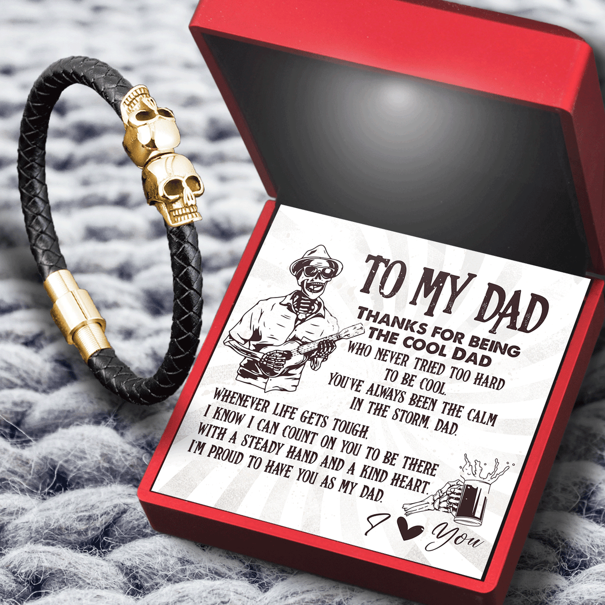 Skull Cuff Bracelet - Skull - To My Dad - I'm Proud To Have You As My Dad - Gbbh18020