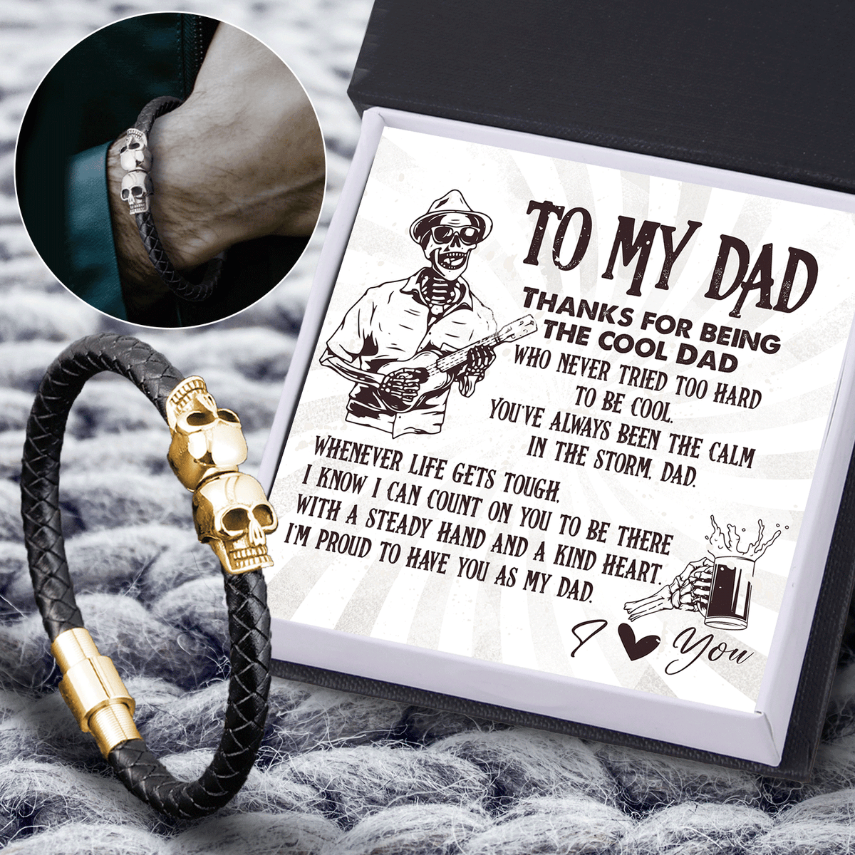Skull Cuff Bracelet - Skull - To My Dad - I'm Proud To Have You As My Dad - Gbbh18020