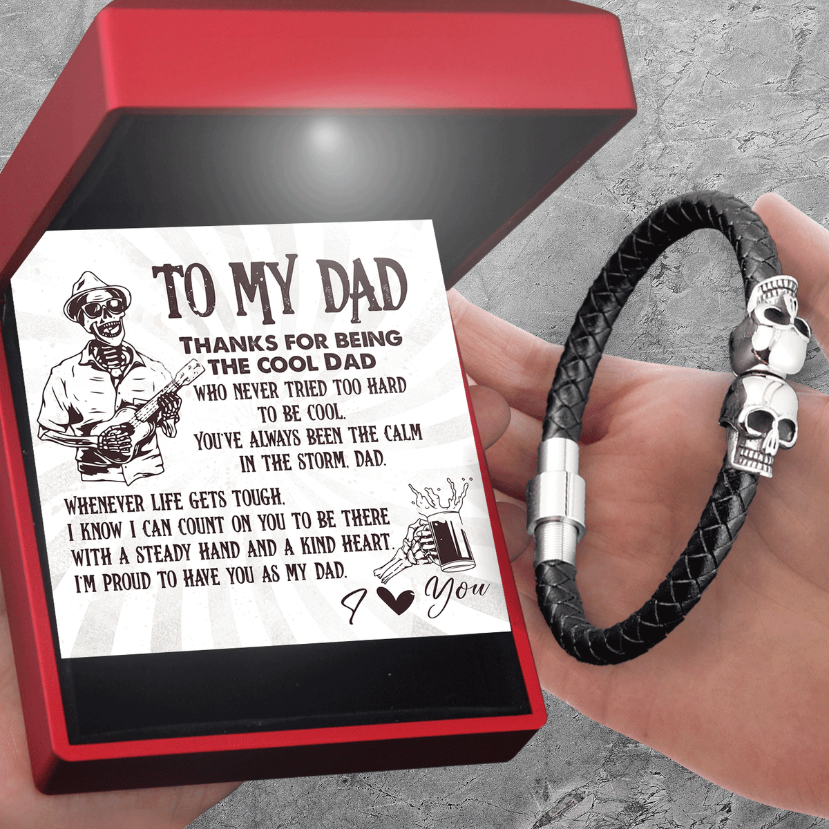 Skull Cuff Bracelet - Skull - To My Dad - I'm Proud To Have You As My Dad - Gbbh18020