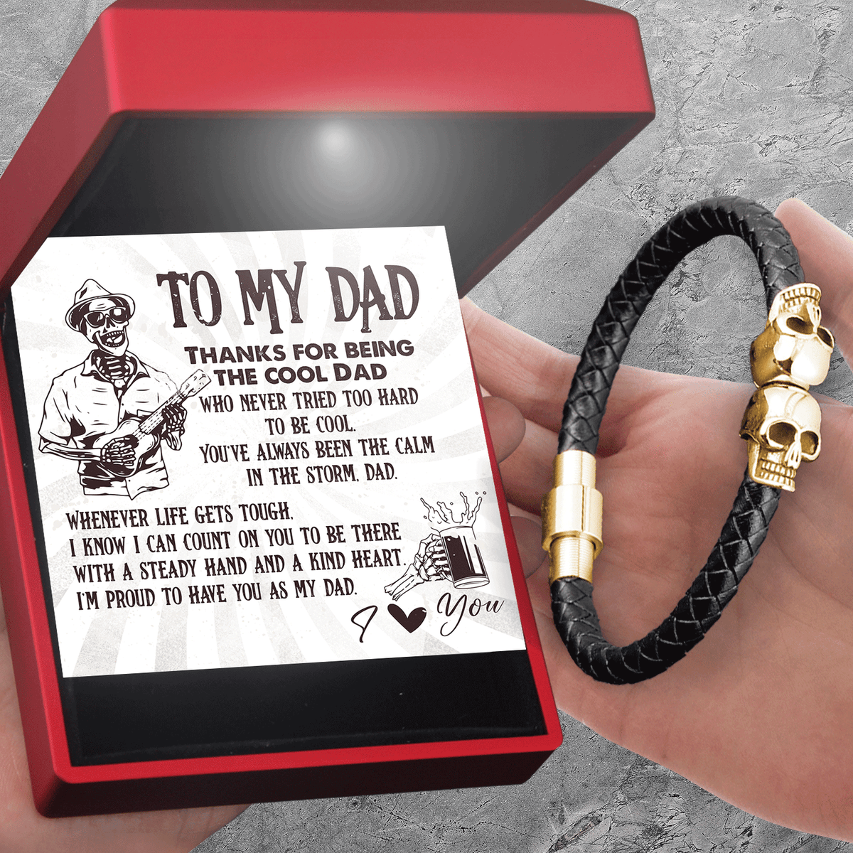 Skull Cuff Bracelet - Skull - To My Dad - I'm Proud To Have You As My Dad - Gbbh18020