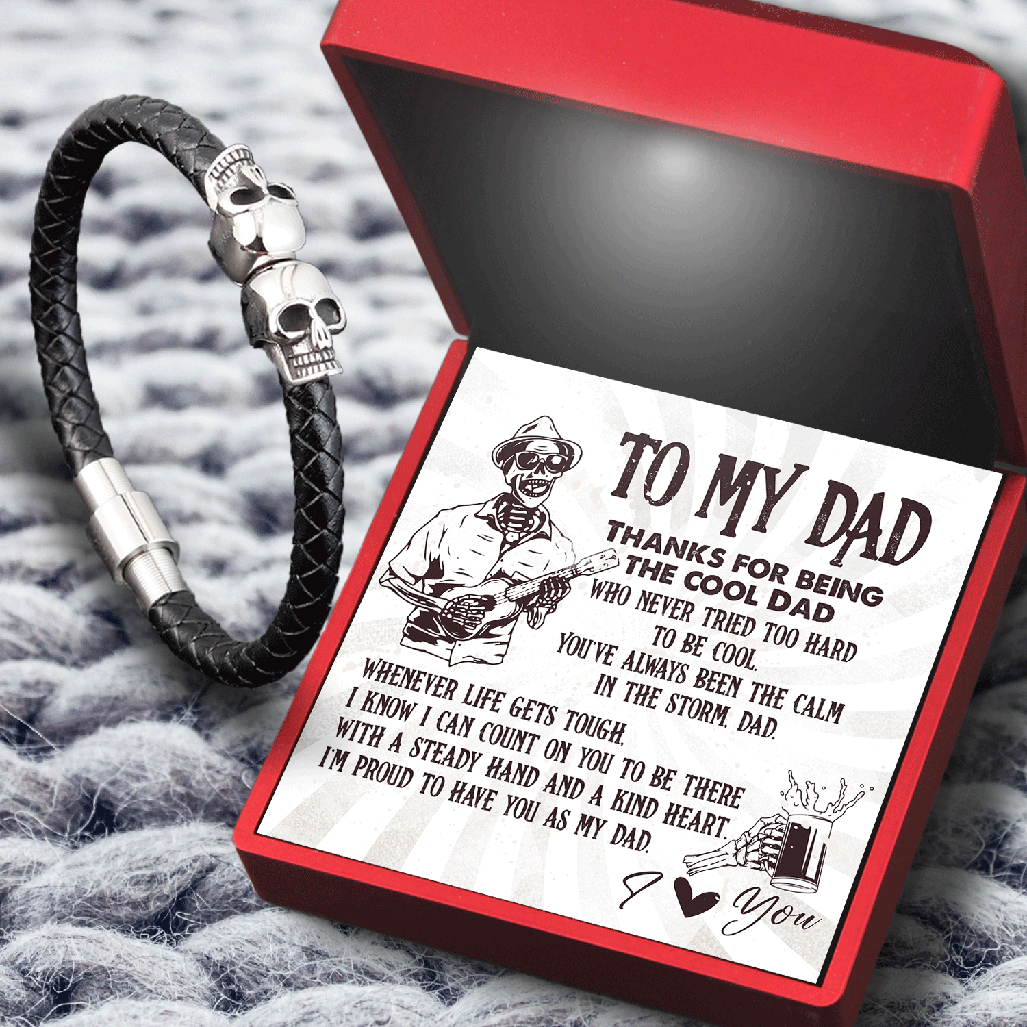 Skull Cuff Bracelet - Skull - To My Dad - I'm Proud To Have You As My Dad - Gbbh18020