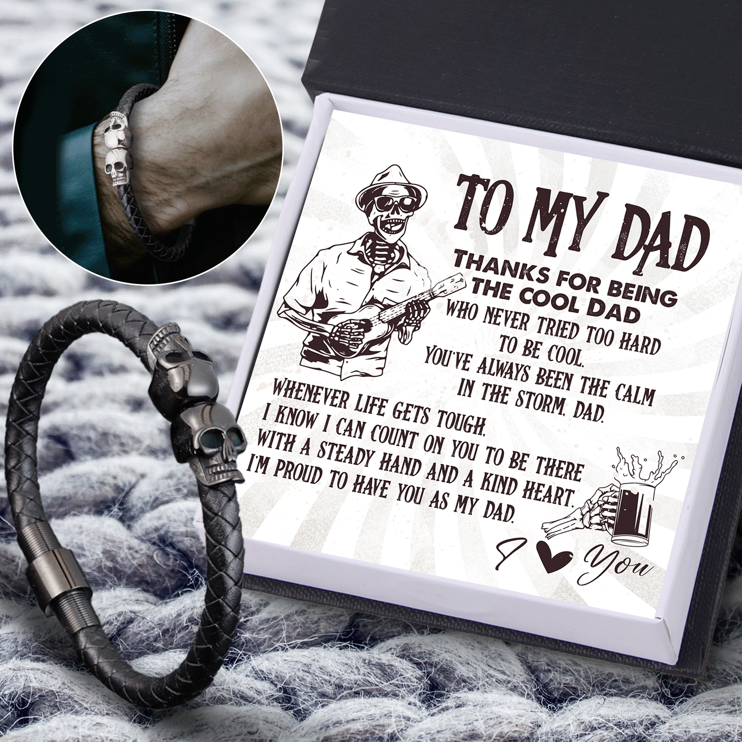 Skull Cuff Bracelet - Skull - To My Dad - I'm Proud To Have You As My Dad - Gbbh18020