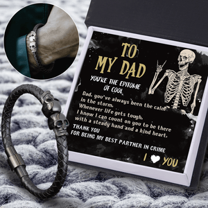 Skull Cuff Bracelet - Skull - To My Dad - Thank You For Being My Best Partner In Crime - Gbbh18021