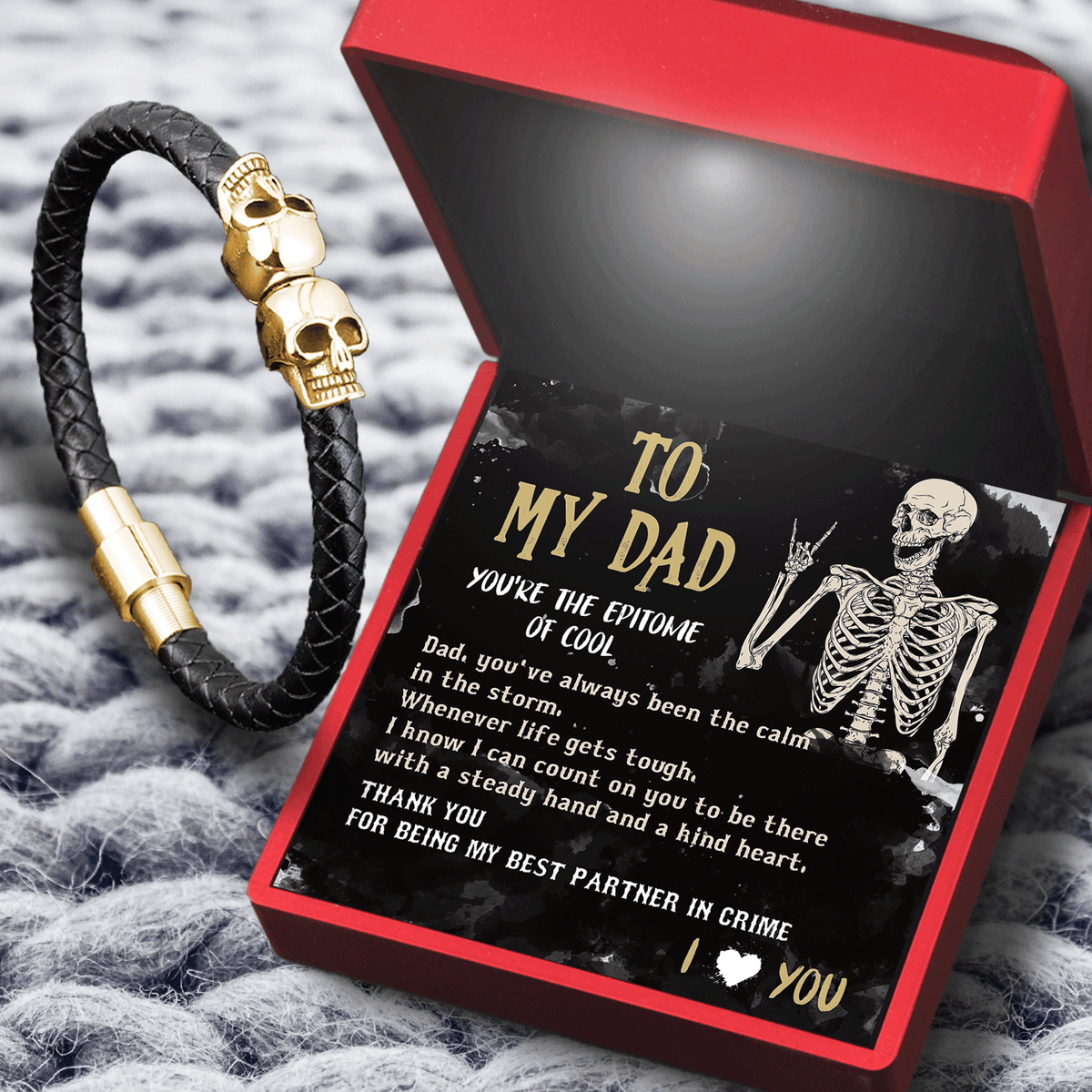 Skull Cuff Bracelet - Skull - To My Dad - Thank You For Being My Best Partner In Crime - Gbbh18021
