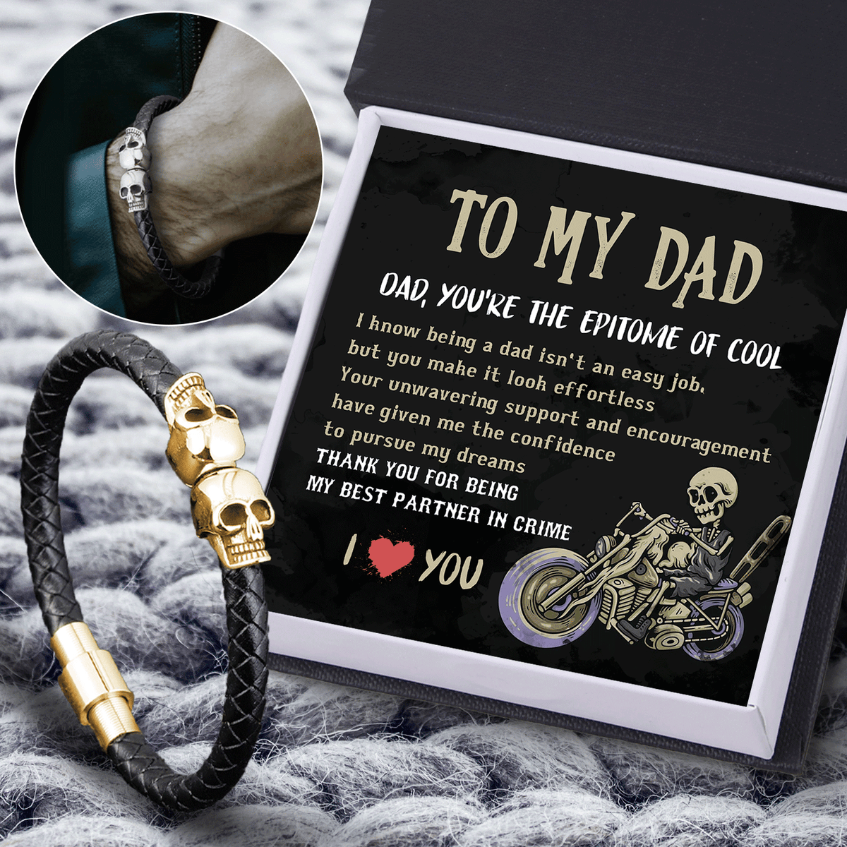 Skull Cuff Bracelet - Skull - To My Dad - You're The Epitome Of Cool - Gbbh18022