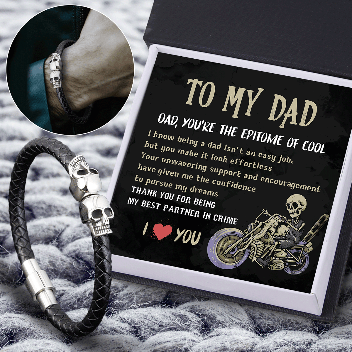 Skull Cuff Bracelet - Skull - To My Dad - You're The Epitome Of Cool - Gbbh18022