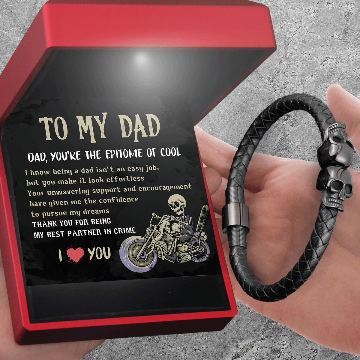 Skull Cuff Bracelet - Skull - To My Dad - You're The Epitome Of Cool - Gbbh18022